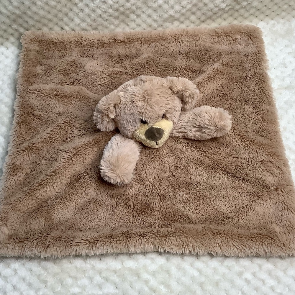 Kellytoy Tan Plush Bear Lovey W Rattle inside Stuffed Animal Security Blanket